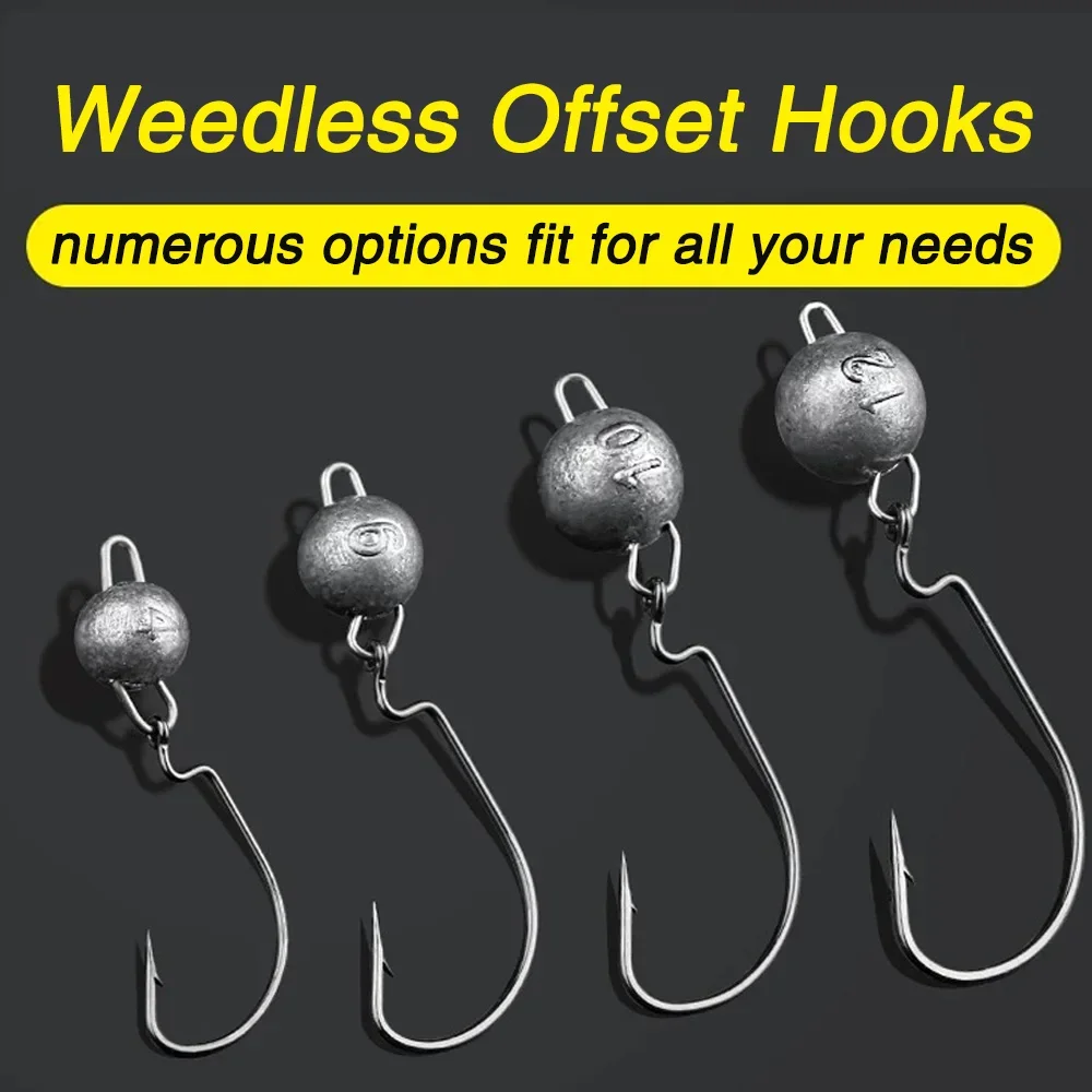 5pcs Metal Jig Head Worm Hooks - Fishing Hook Offset ulasan dan harga